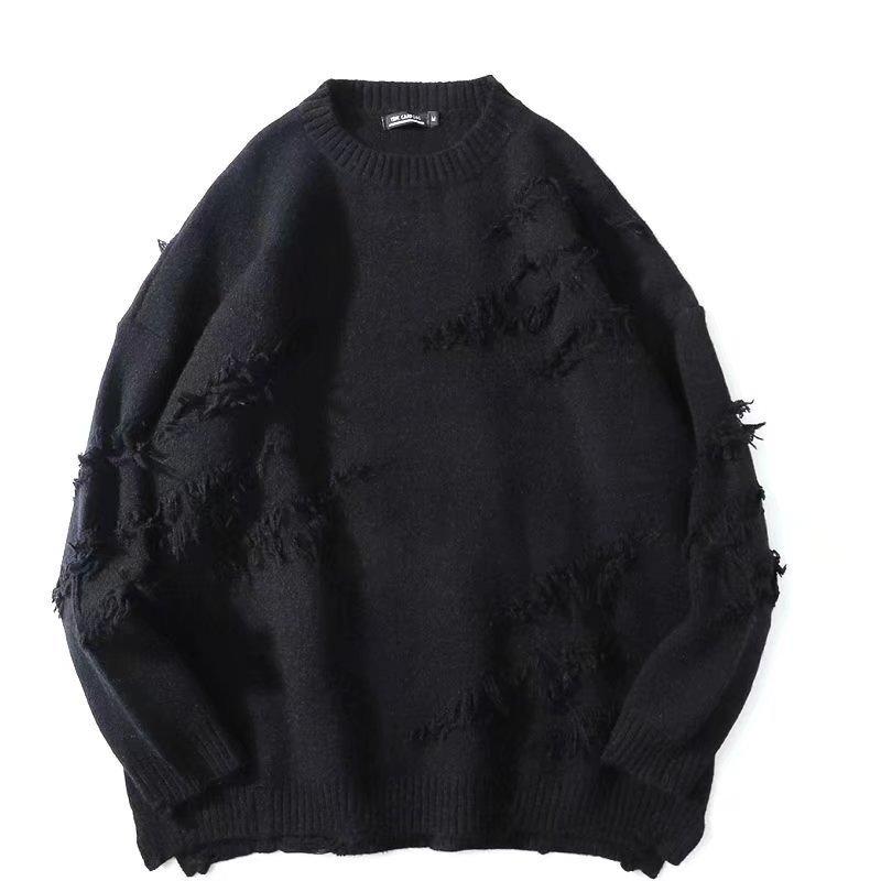 Knitwear | Grunge Punk Ripped Hollow Crew Neck Sweater Is Suitable For Daily Use In Spring, Autumn And Winter, School  – Guys Clothing Guys