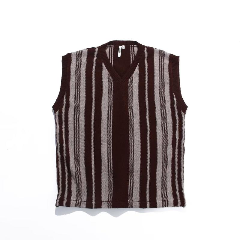 Knitwear | Street Life Round Neck Knitted Vertical Striped Summer Sleeveless Sweater Vest  – Guys Clothing Guys