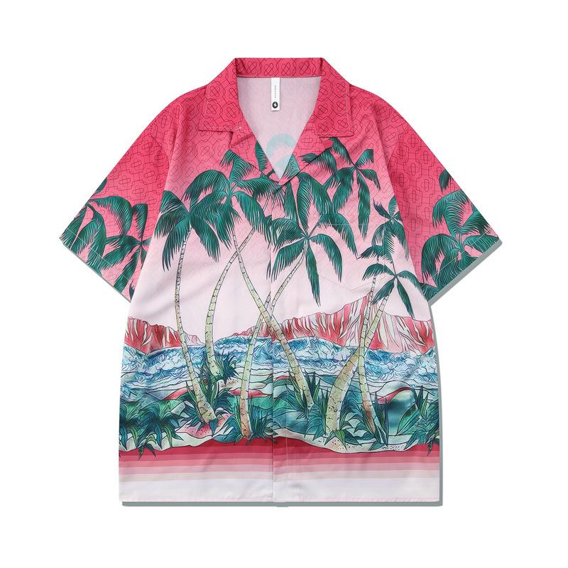 Shirts | Street Life Summer Casual Short Sleeve Shirt Printed With Palm Trees And Cars  – Guys Clothing Guys