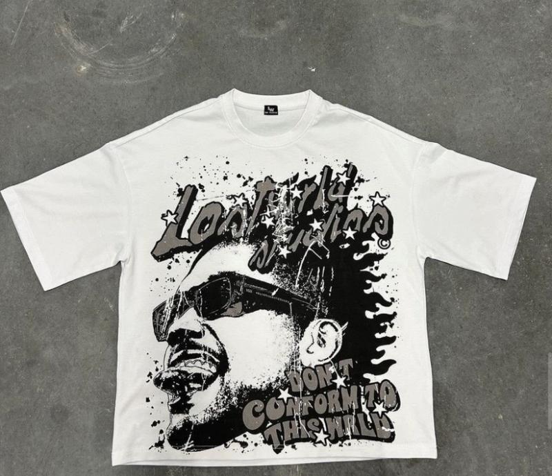 Tees & Tanks | Street Life Portrait Print Short Sleeve T-Shirt, Suitable For Daily Wear In Spring And Summer  – Guys Clothing Guys